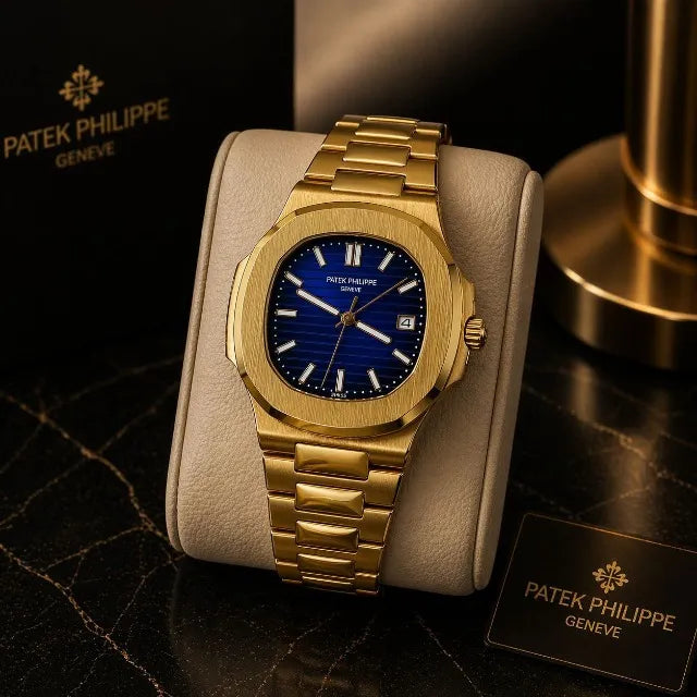 Patek Philippe Nautilus — Or jaune, cadran bleu
