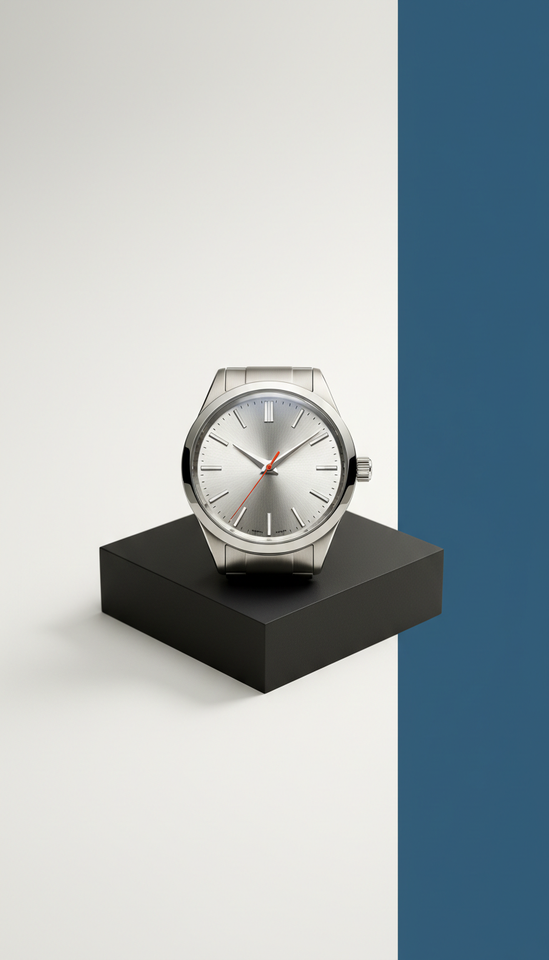 Montre mécanique classique titane argenté